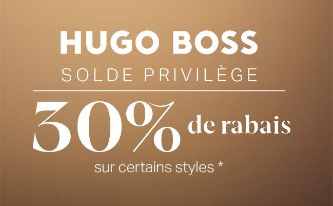 Bannière beige représentant les soldes HUGO BOSS chez Harry Rosen
