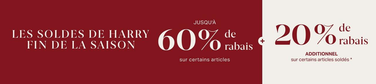  Soldes de fin de saison de Harry : 20 % de réduction supplémentaire sur les soldes