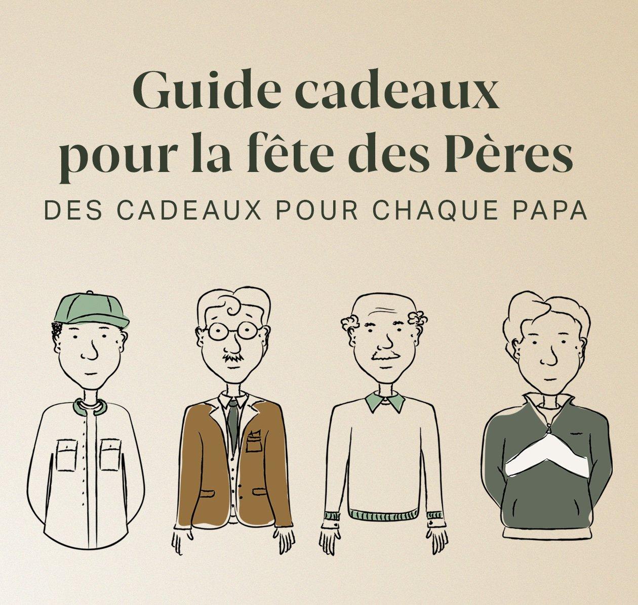 Personnages de dessins animés illustrant des cadeaux pour la fête des pères