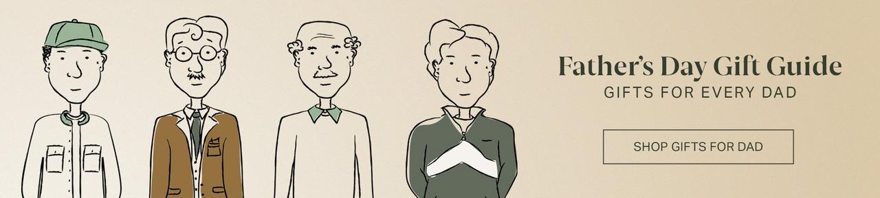 Cartoon characters illustrating fathers day gifts for dad
