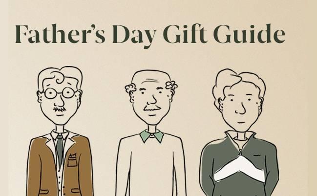 Cartoon characters illustrating fathers day gifts for dad