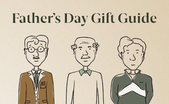 Cartoon characters illustrating fathers day gifts for dad