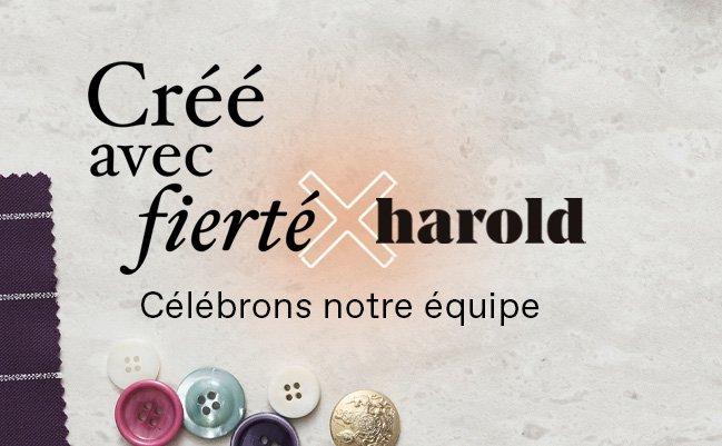 Un bouton avec les mots créés avec fierté et rassemblés célébrant notre personnel