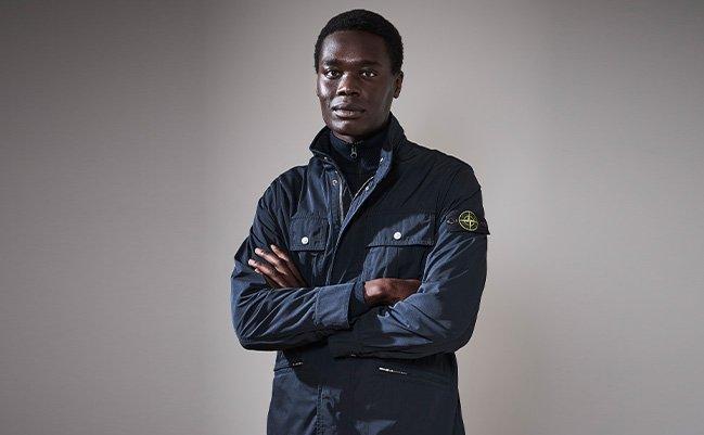 Male model wearing Stone Island