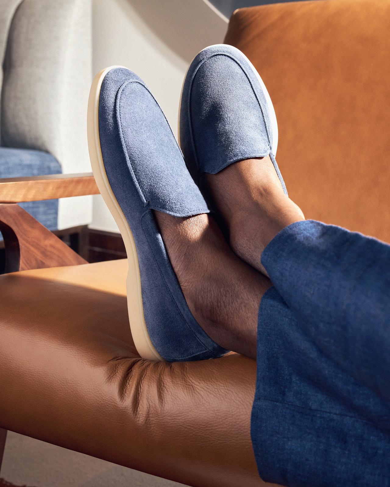 Male model wearing Henderon White sole loafers