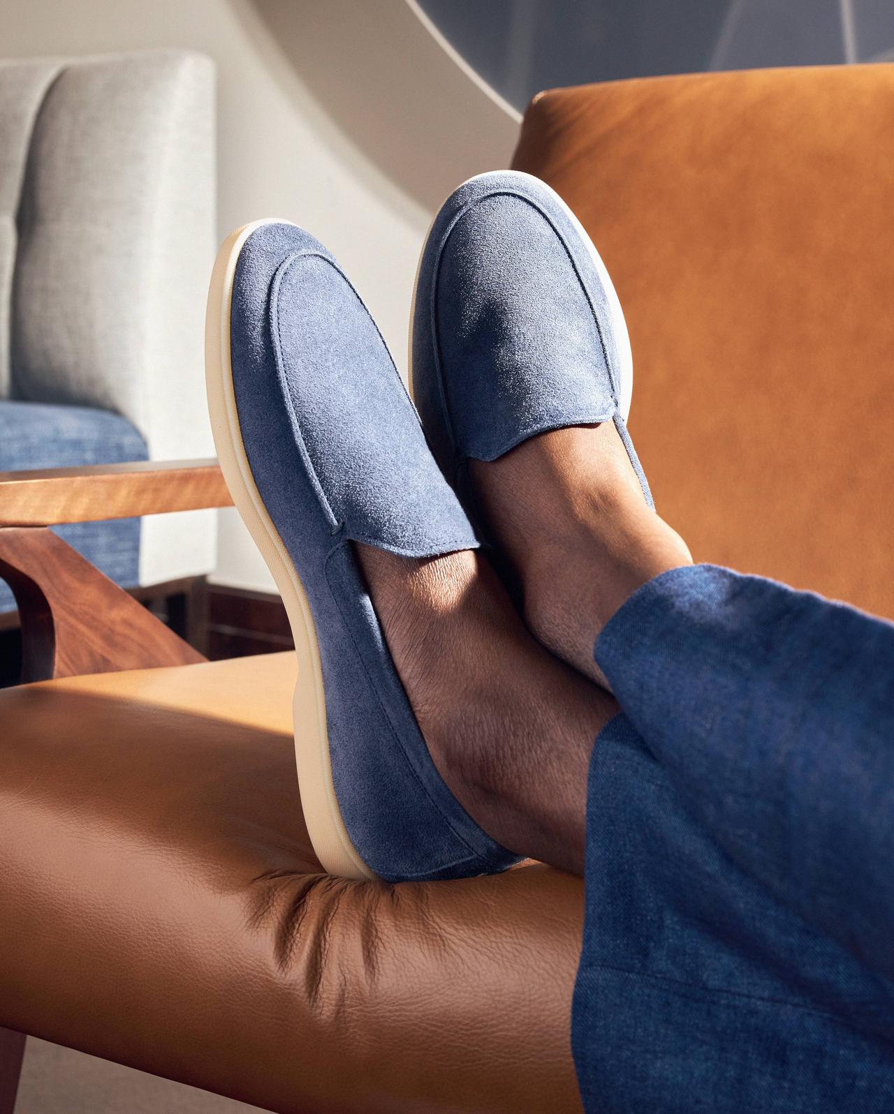 Pair of Henderson blue white soled loafers