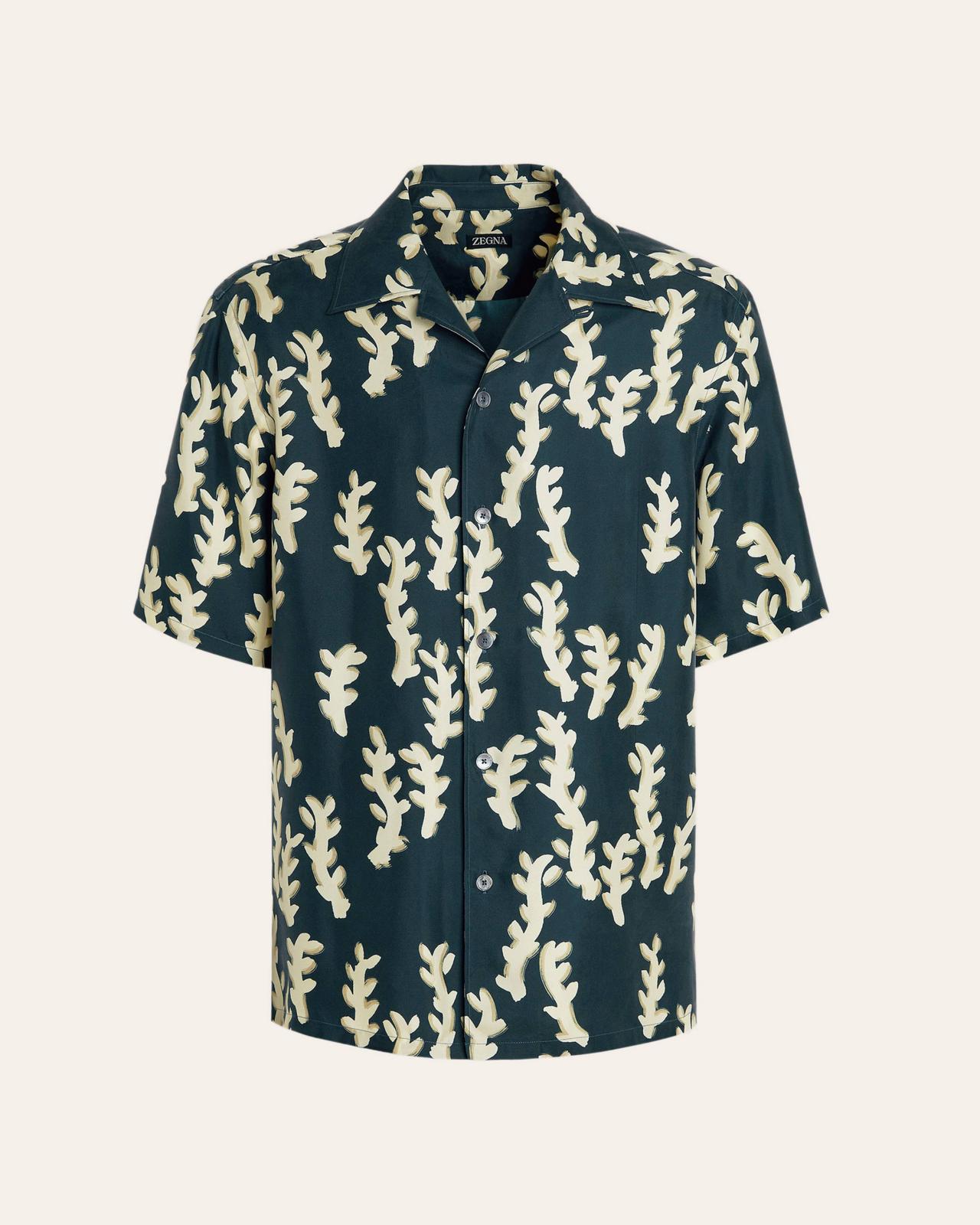 Oasi coral silk ZEGNA camp shirt