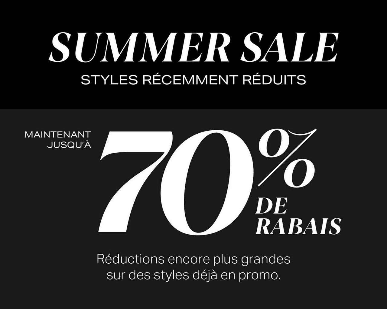 Bannière noire indiquant Harry Rosen Outlet jusqu'à 70 % de réduction