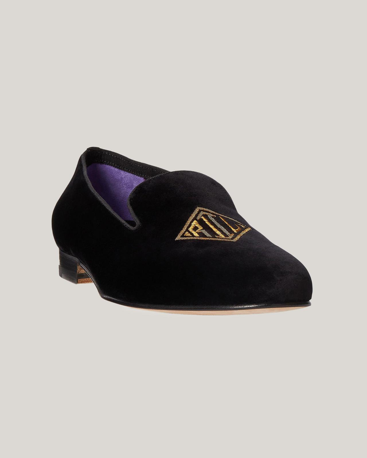 Flâneurs en velours style slip-on de Ralph Lauren Purple Label.