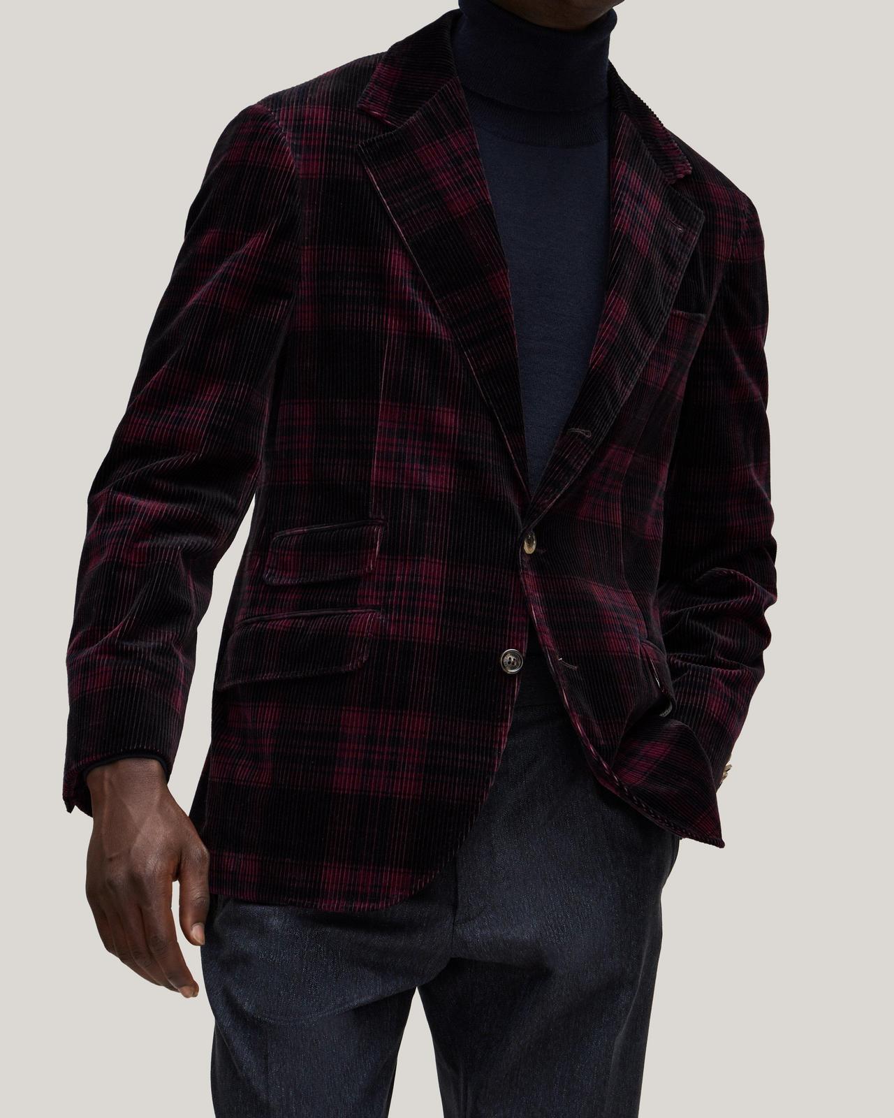 Brunello Cucinelli Plaid Cotton Velvet Sport Jacket on male model
