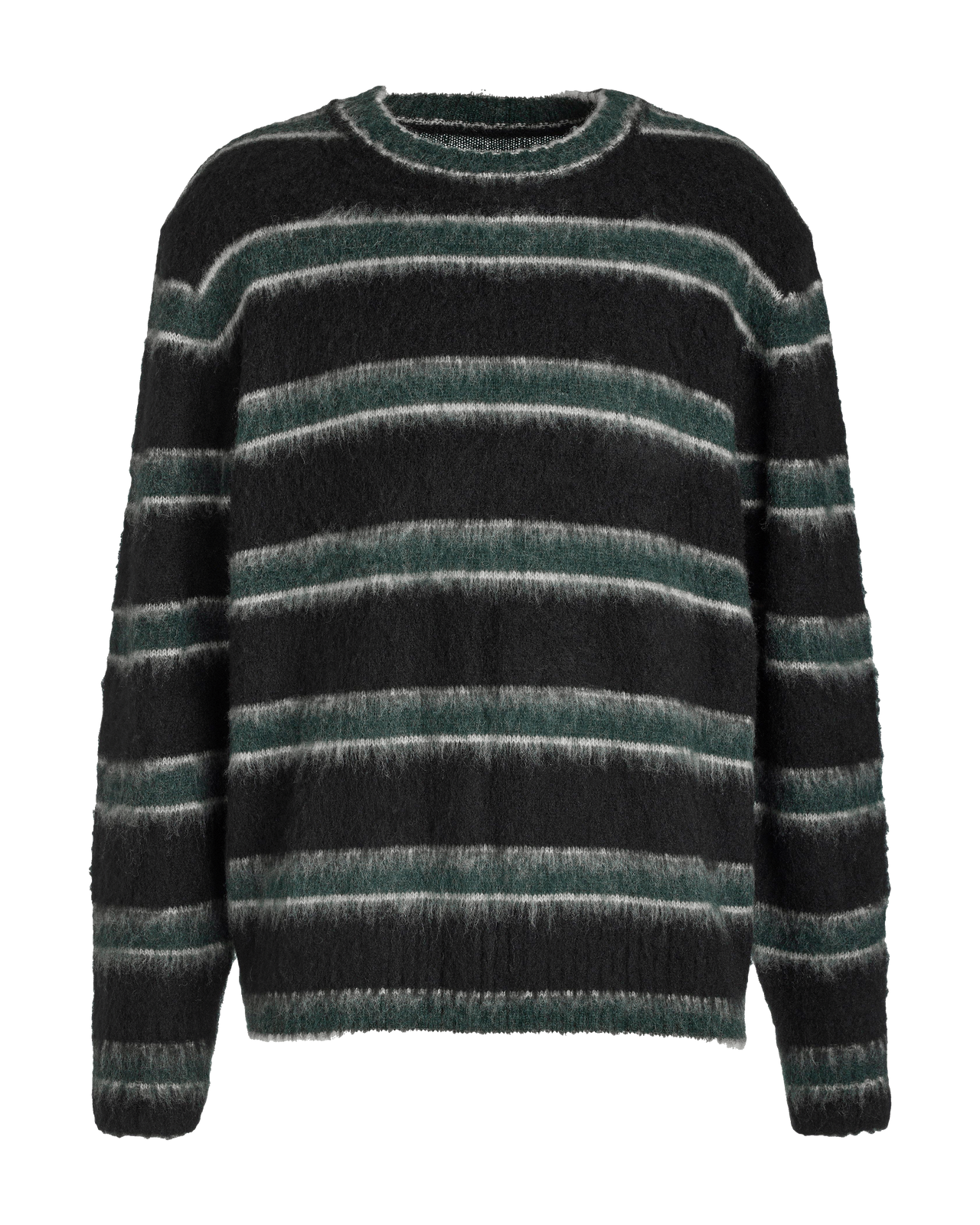 NEUW Pull en Laine à Rayures Classiques Noir et Vert