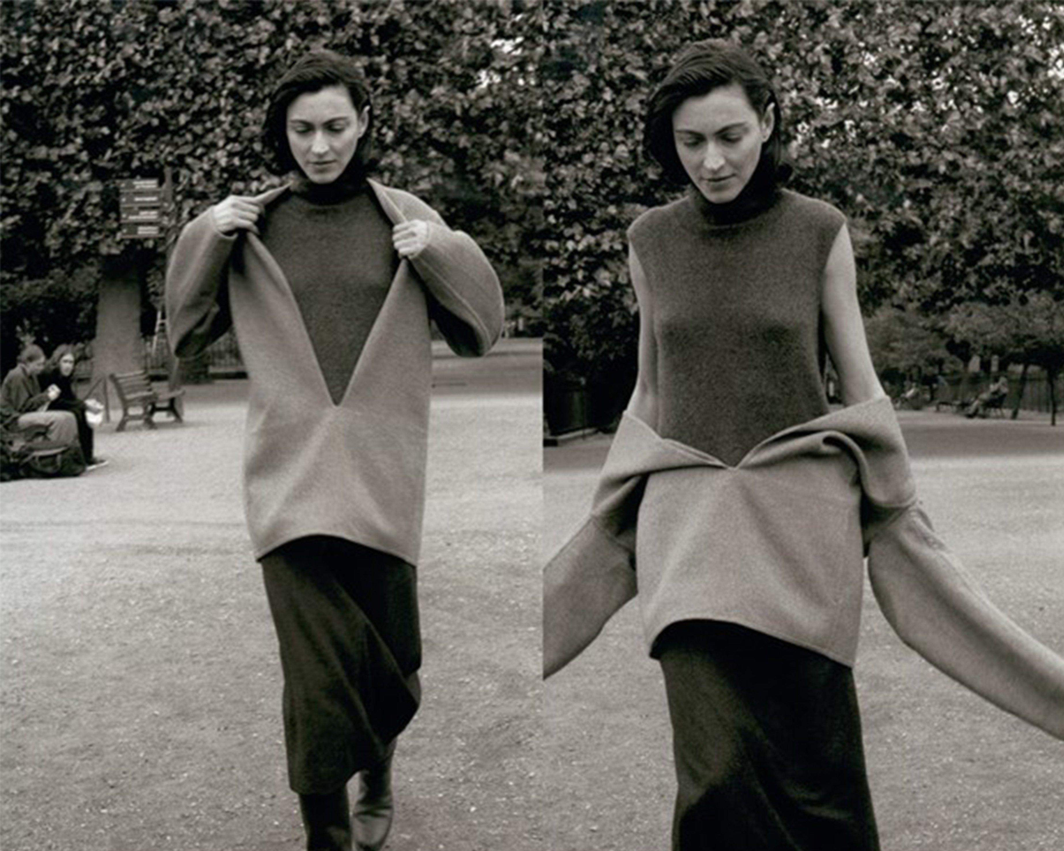 two female models in a black and white photo wearing a turtleneck