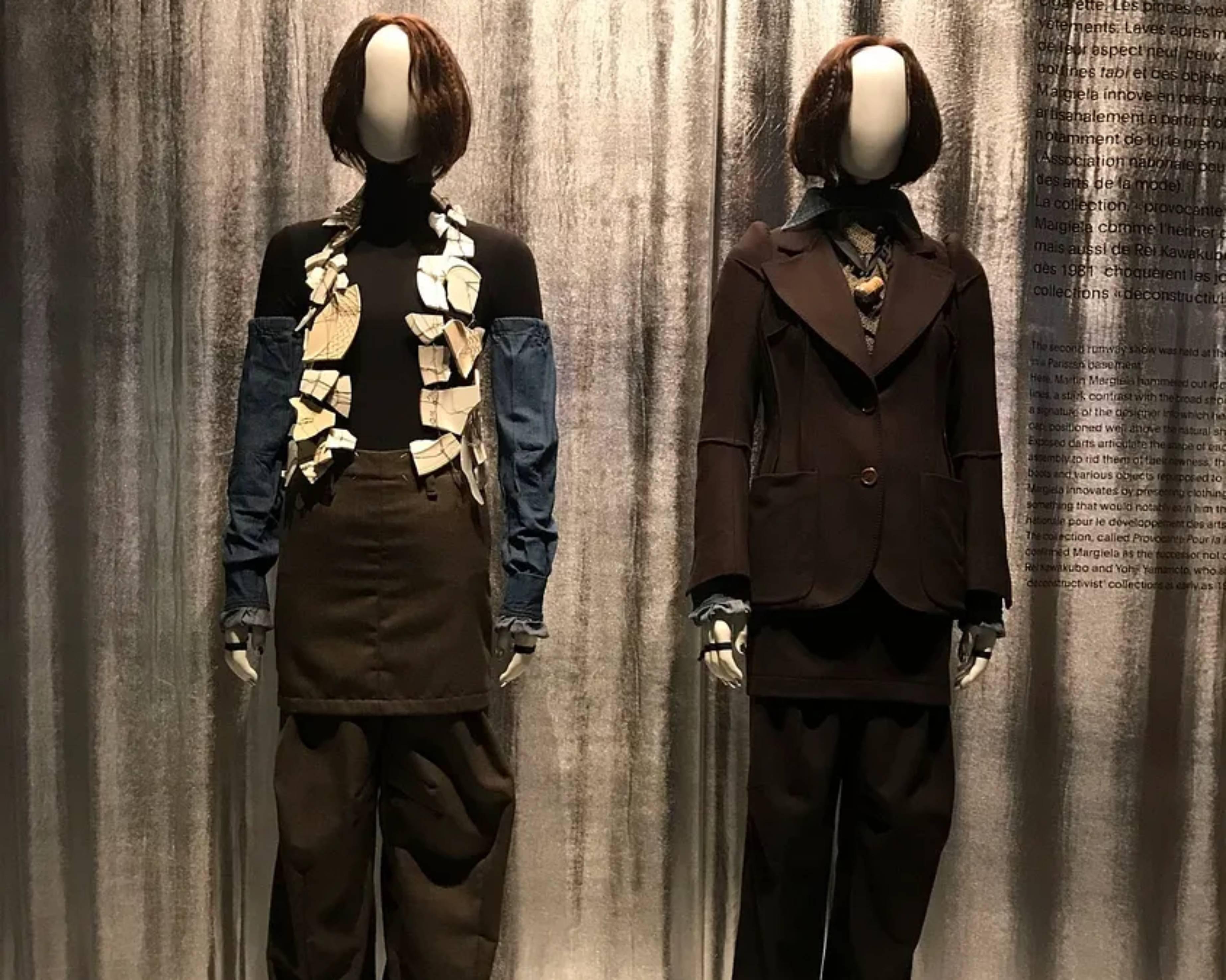 two female mannequins dressed in mm6 designer clothing