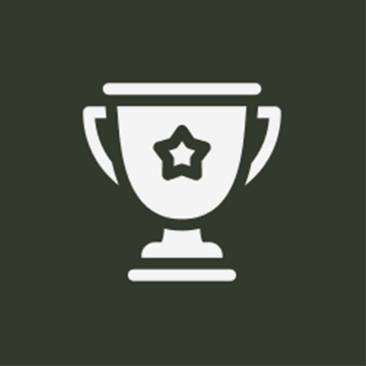 trophy icon on dark green backdrop