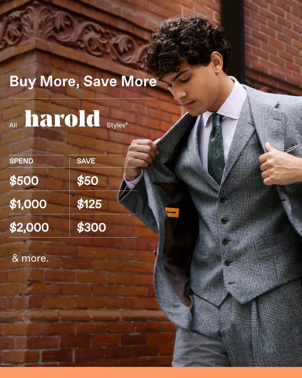 fashion model wearing Harold's suit