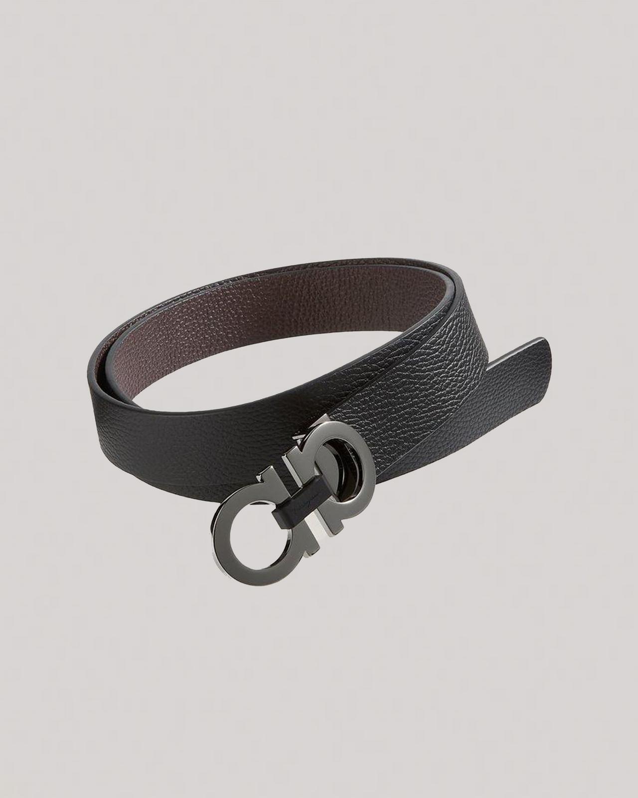 Ferragamo double gancini reversible leather belt