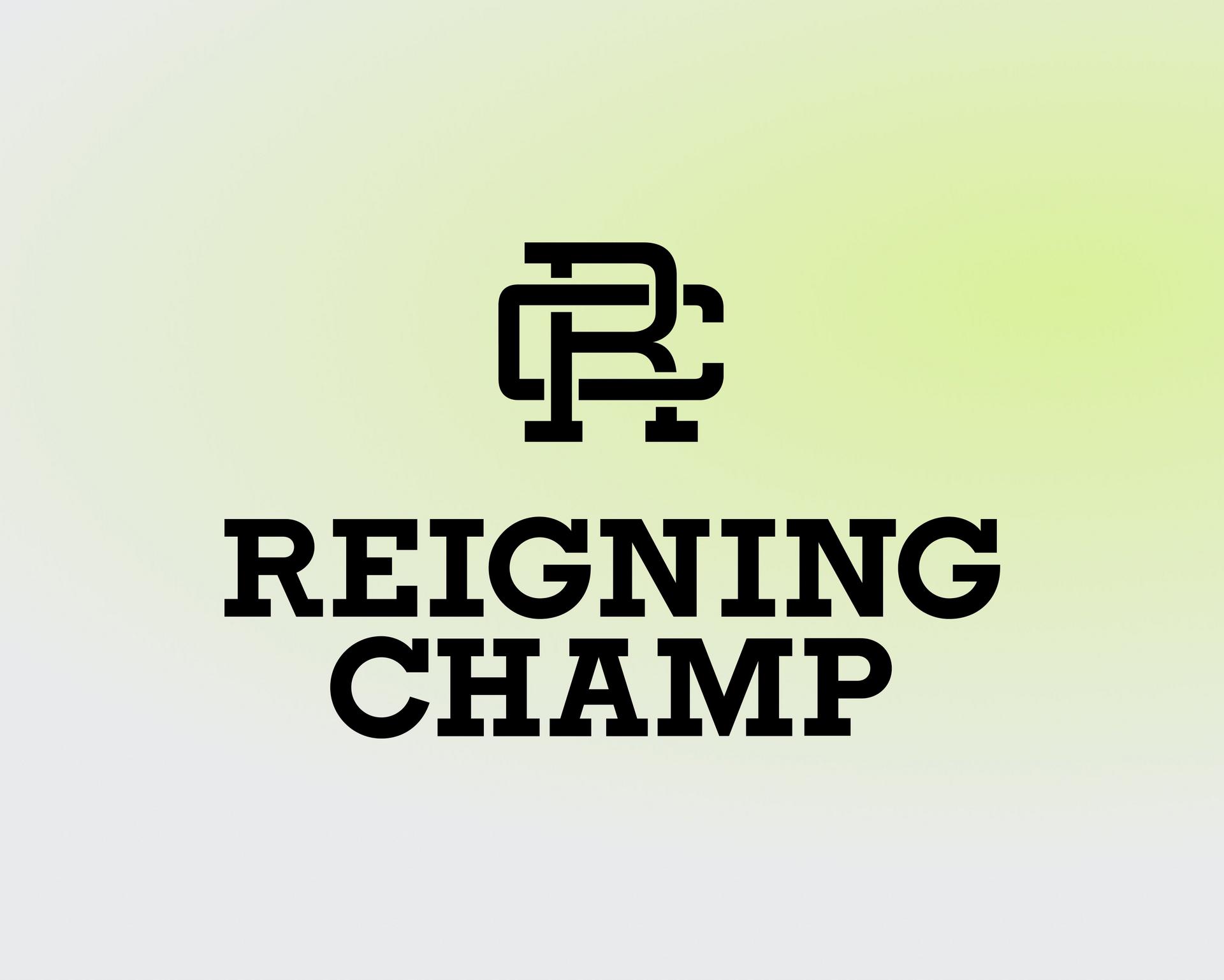 Reigning Champ logo on black background
