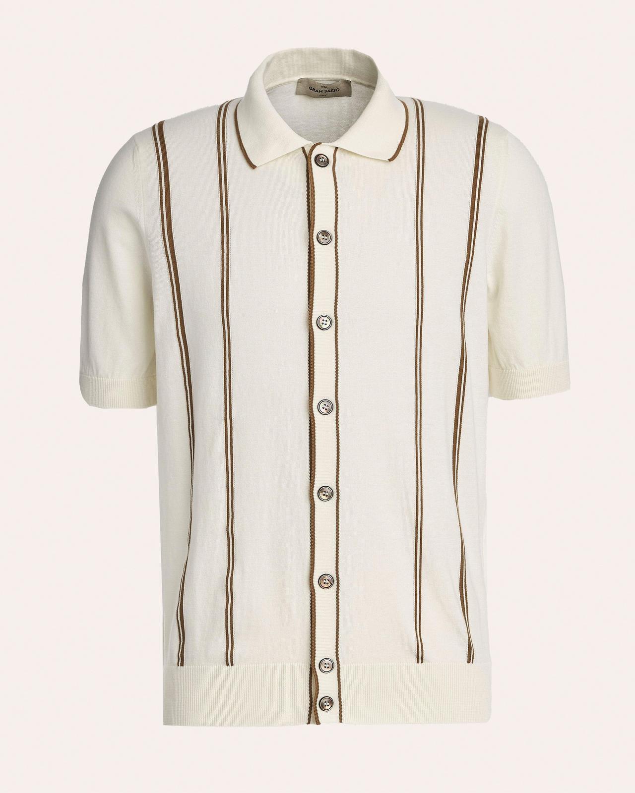 Gran Sasso Striped Cotton Knit Shirt