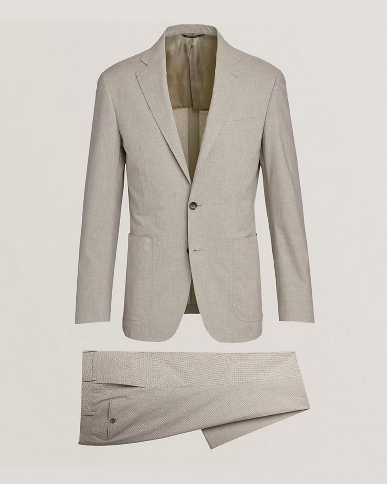 Canali Kei Micro-Houndstooth Cotton-Blend Suit