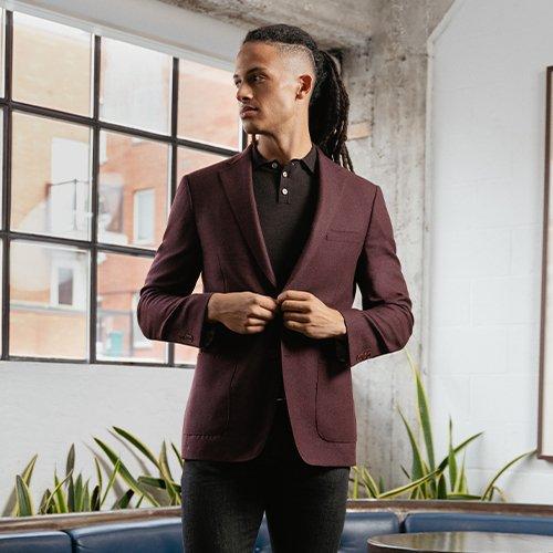 Male model wearing sport jacket representing what to wear on a date