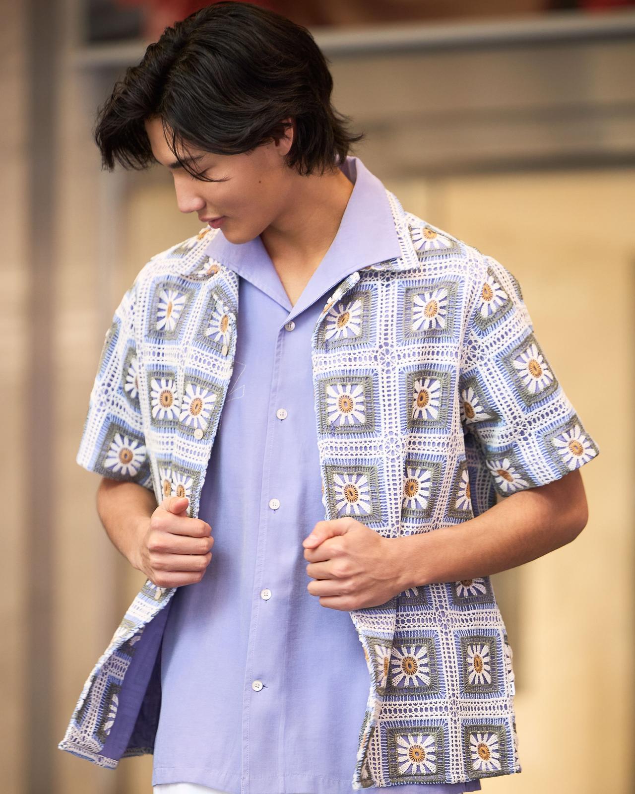 Male model wearing Spring inspired outfit signifying top trends for Spring '25