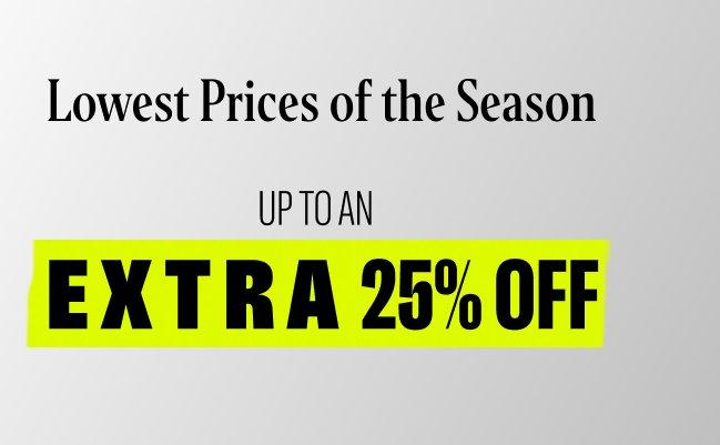 A display featuring up to an extra 25% off on summer staples