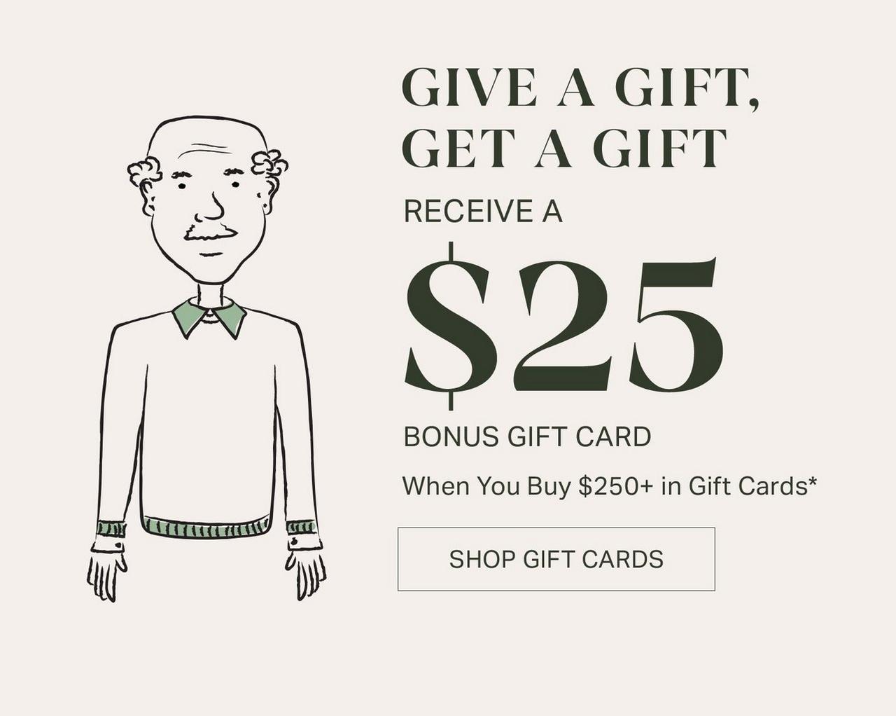 Illustrations of two dads in reference to gift card offer at Harry Rosen