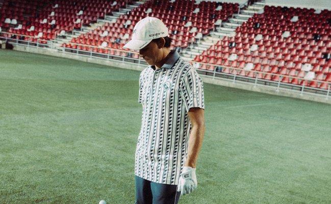 Male wearing golf outfit signifying Reigning Champ x Puma