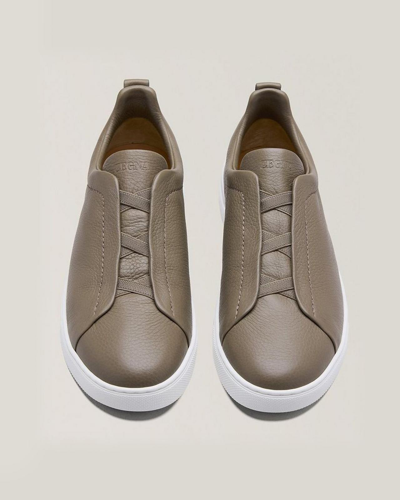 Beige pair of Zegna Triple Stitch sneakers