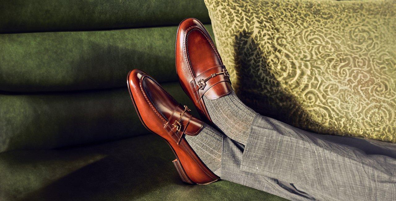 Man wearing Santoni loafers