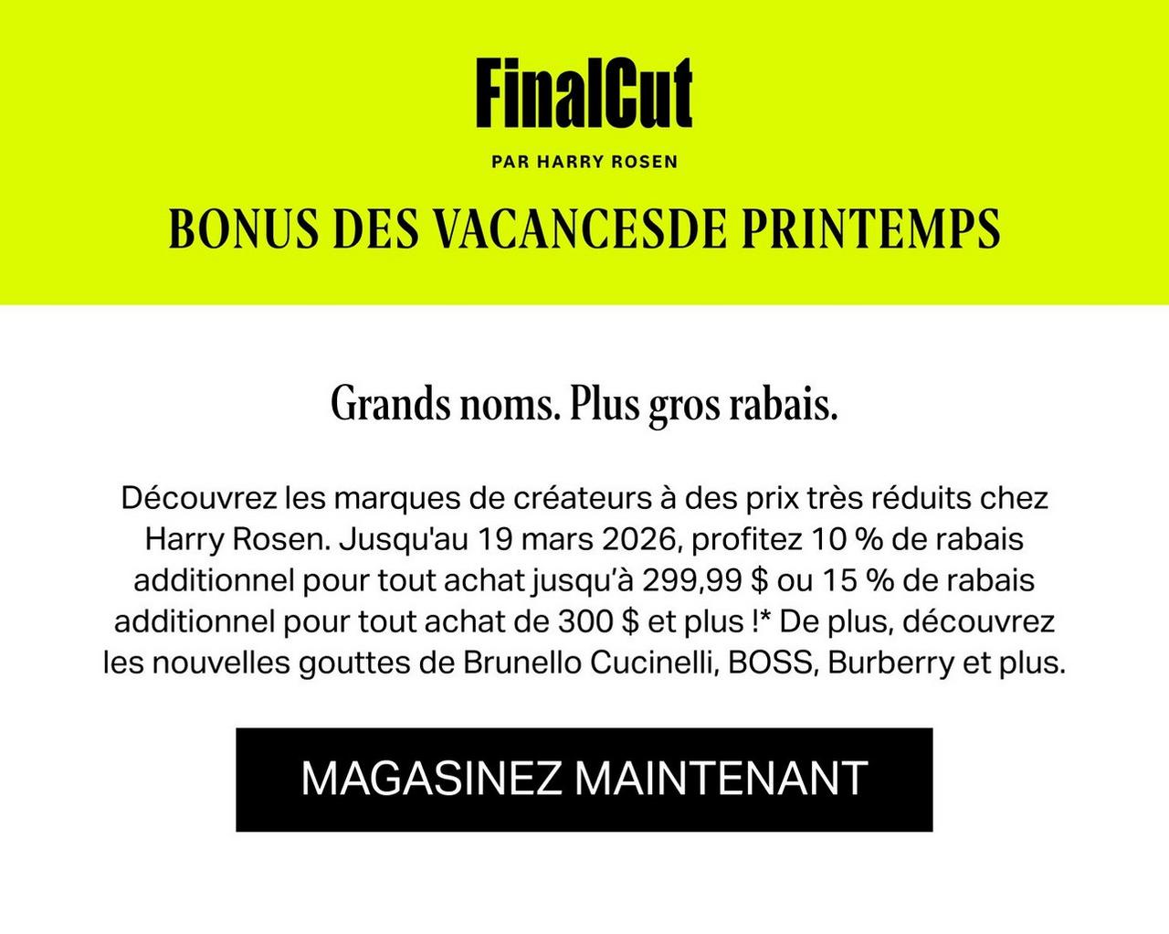 Magasinez FinalCut par Harry Rosen pour des styles encore plus réduits