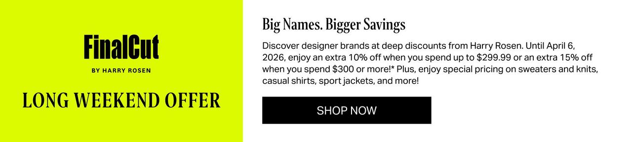 Shop FinalCut by Harry Rosen for further reduced styles