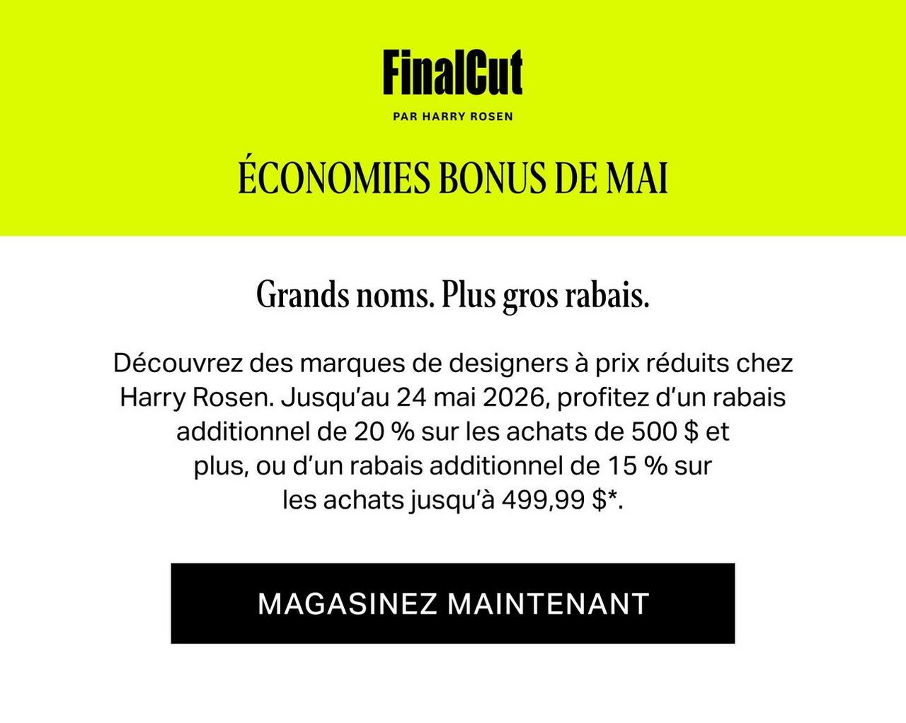 Magasinez FinalCut par Harry Rosen pour des styles encore plus réduits