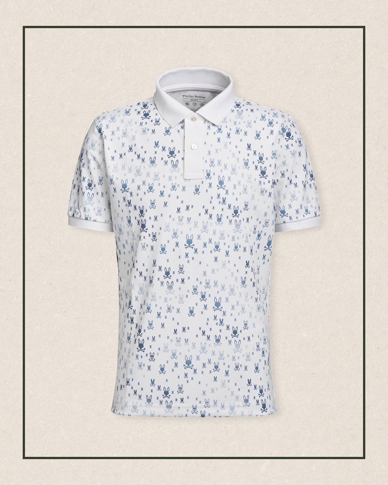 A white printed polo t-shirt