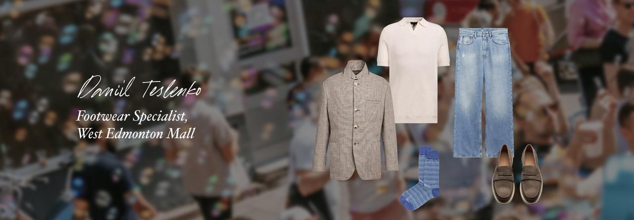 A collage showing clothes, footwear and accessories for men