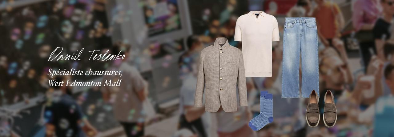Un collage montrant des vêtements, des chaussures et des accessoires pour hommes