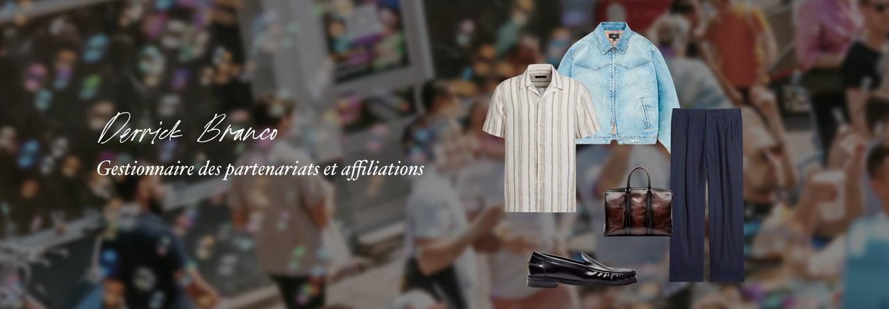 Un collage montrant des vêtements, des chaussures et des accessoires pour hommes