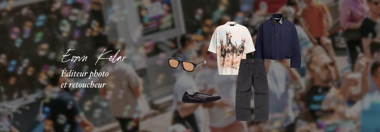 Un collage montrant des vêtements, des chaussures et des accessoires pour hommes