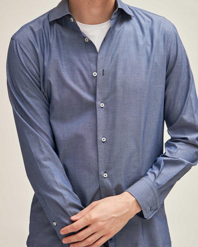 dress shirt untucked Men's Slim-Fit Basic Blue Regular Size XS Free Las Cases Shirt Untucked Shirts for Men: Casual