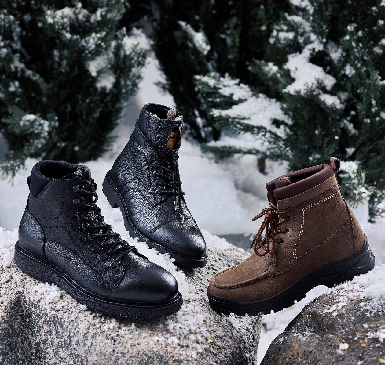 Winter boots outside illustrating winter & ski