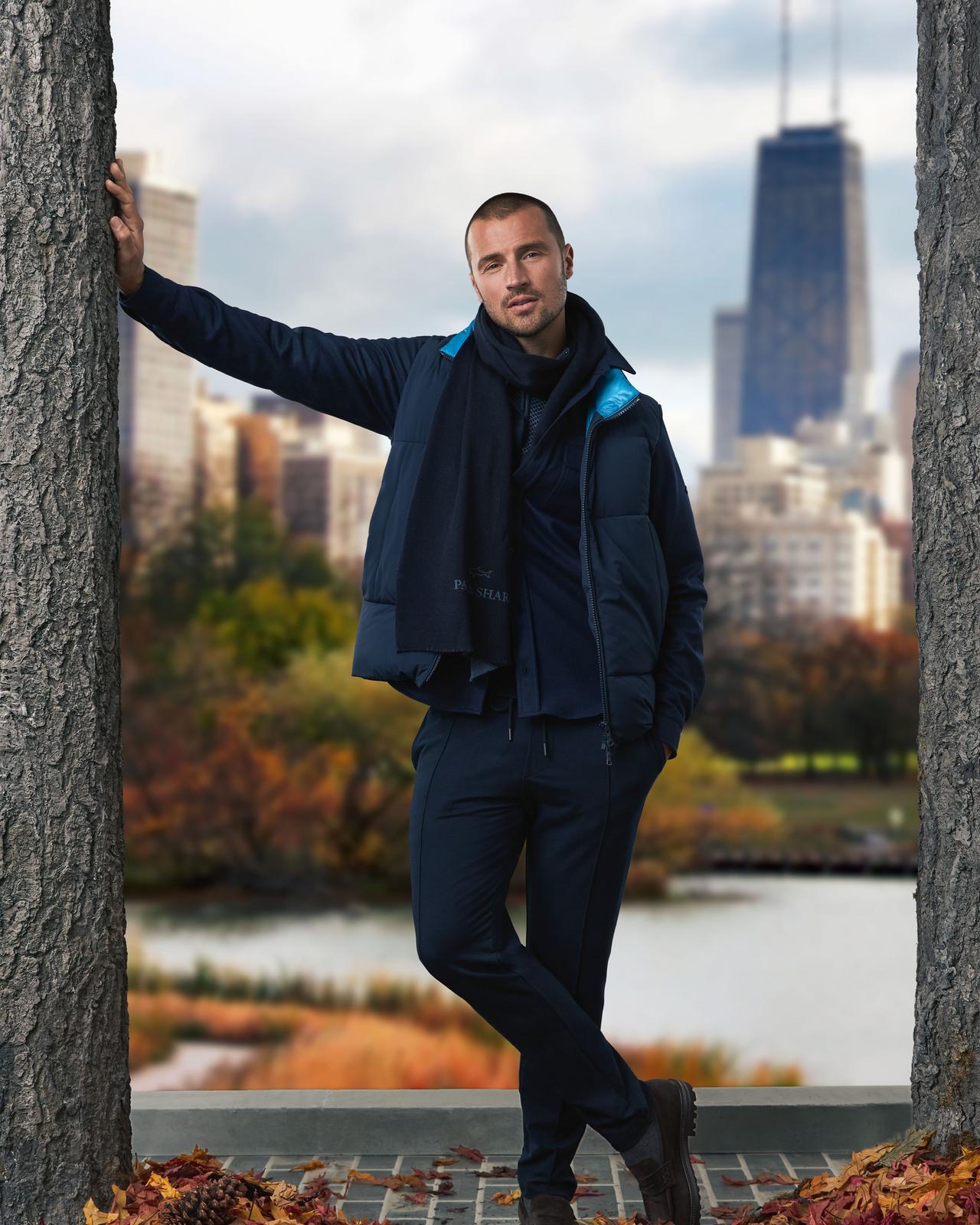 Male model wearing Paul & Shark jacket illustrating cold-weather look