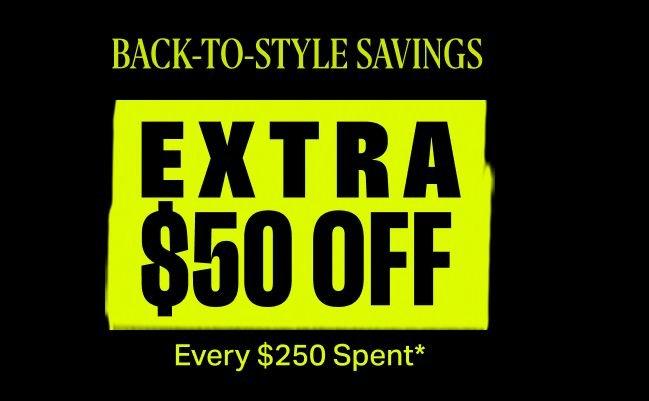 FinalCut black banner signifying extra $50 off every $250 spent