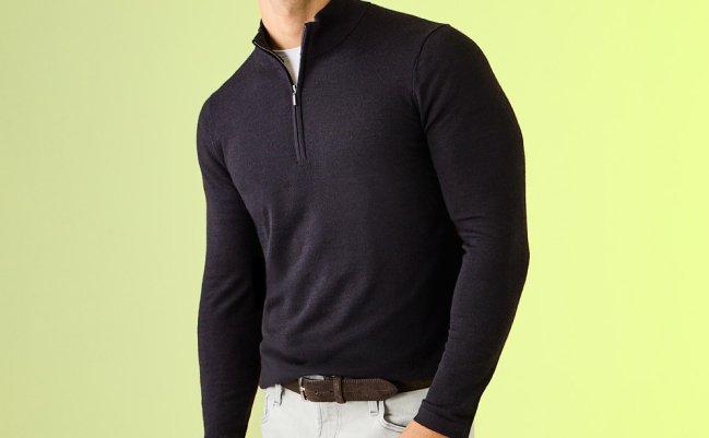 A model wearing a Patrick Assaraf sweater