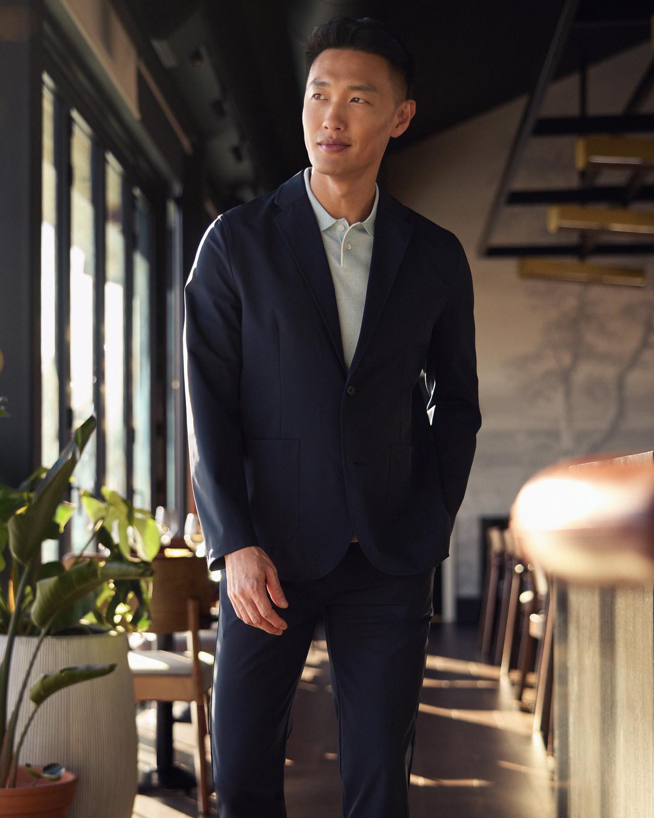 Male model wearing Patrick Assaraf sweater