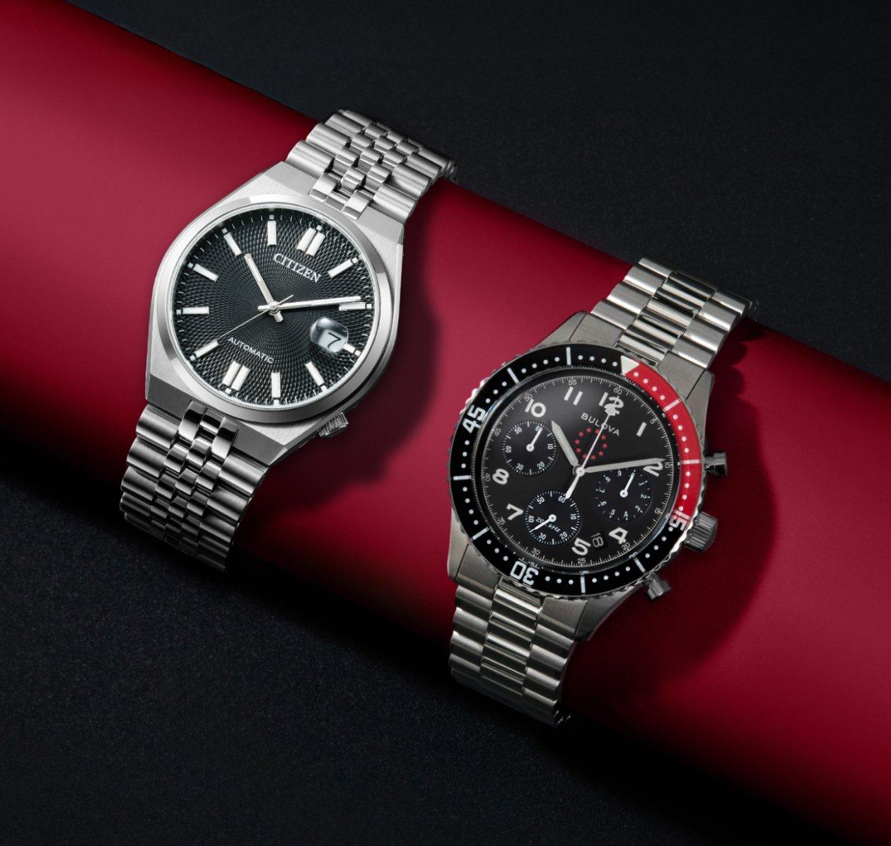 Deux montres en acier inoxydable de Citizen et Bulova