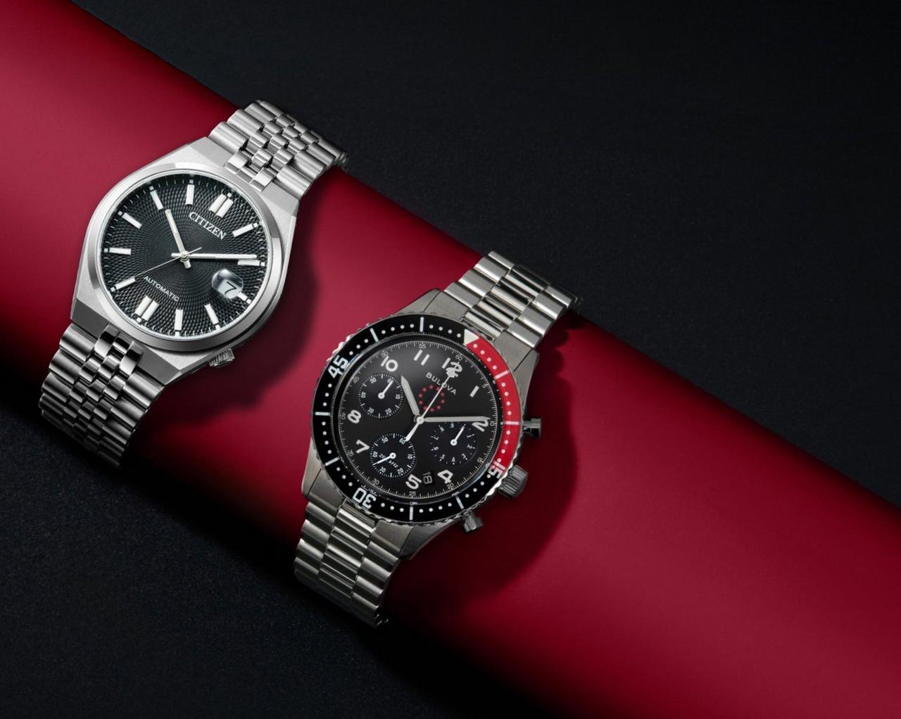 Deux montres en acier inoxydable de Citizen et Bulova