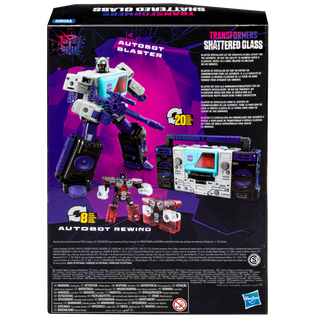 Transformers Generations Shattered Glass Autobot Blaster and Autobot Rewind & IDW's Shattered Glass -- Blaster (Exclusive Hasbro Pulse Variant Cover)