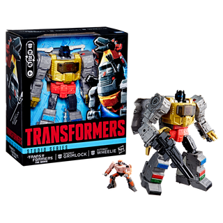 Transformers Studio Series, action figure di Dinobot Grimlock e Autobot Wheelie, ispirate al film "Transformers: The Movie"