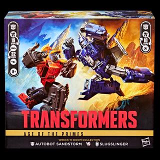 Transformers Age of the Primes Wreck 'n Doom Collection Autobot Sandstorm vs Slugslinger