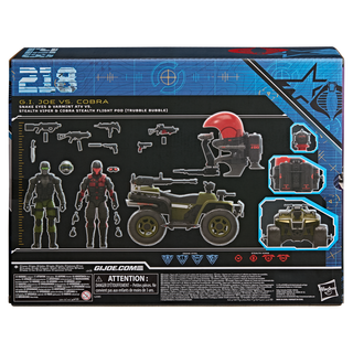 G.I. Joe Classified Series #218, Snake Eyes & Varmint ATV Vs. Stealth Viper & Cobra Stealth Flight Pod (Trubble Bubble)